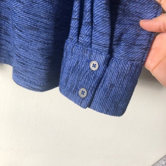 ❤️Soft Surroundings Blue Half Zip Sweater Collar Chest Pockets Space Dye Size L - Picture 5 of 7